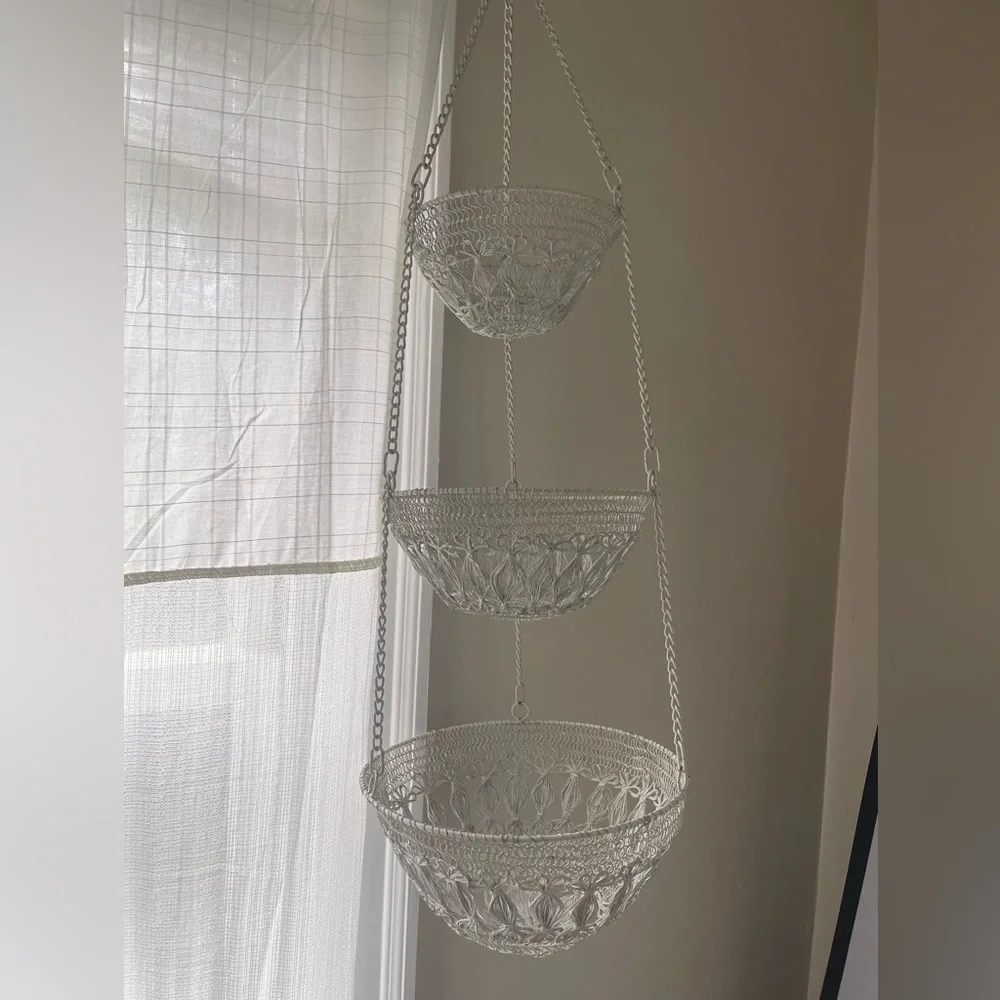 Woven Wire Tripple Hanging Basket Rattan Look